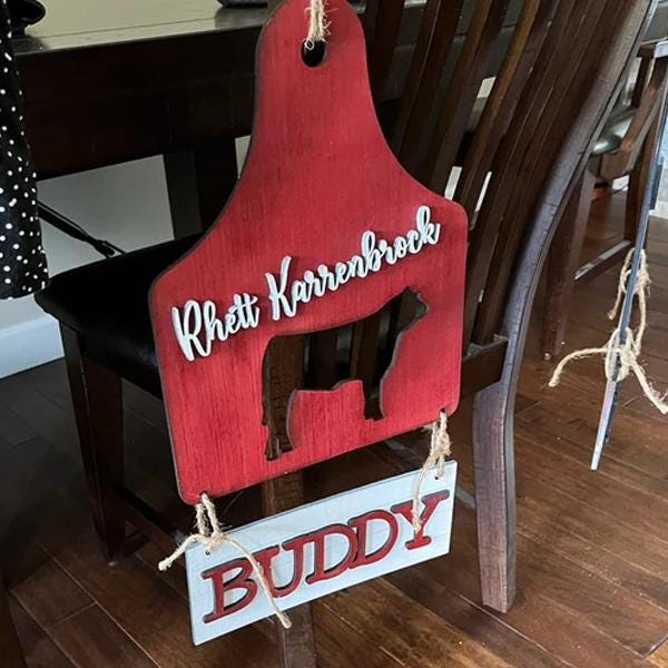 Oklahoma Stall Sign – State Shaped Livestock Tag for 4H & FFA – Custom Barn Sign for Steer, Goat, Pig, Lamb, Turkey, OK