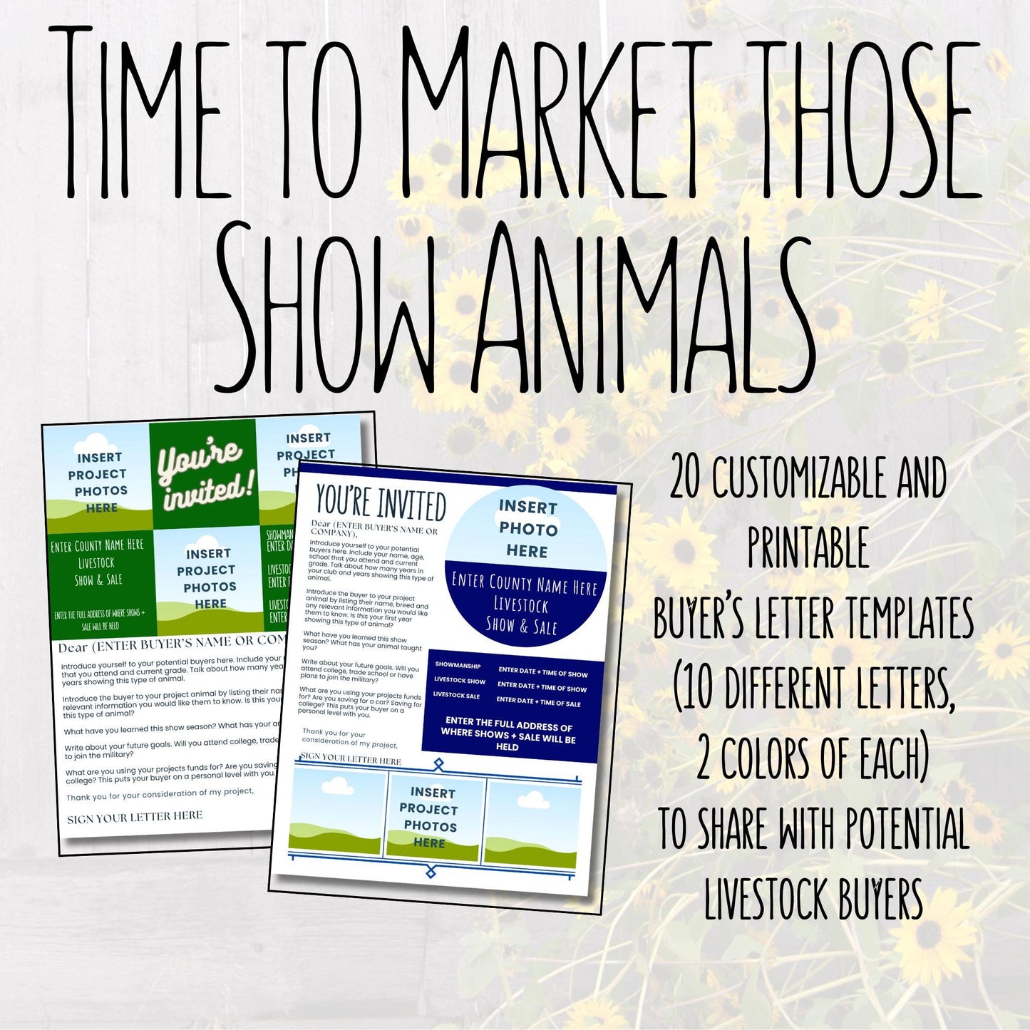 Livestock Buyer Letter Templates | 20 Canva Editable Designs | Customizable Club Outreach Letters for Agriculture Youth