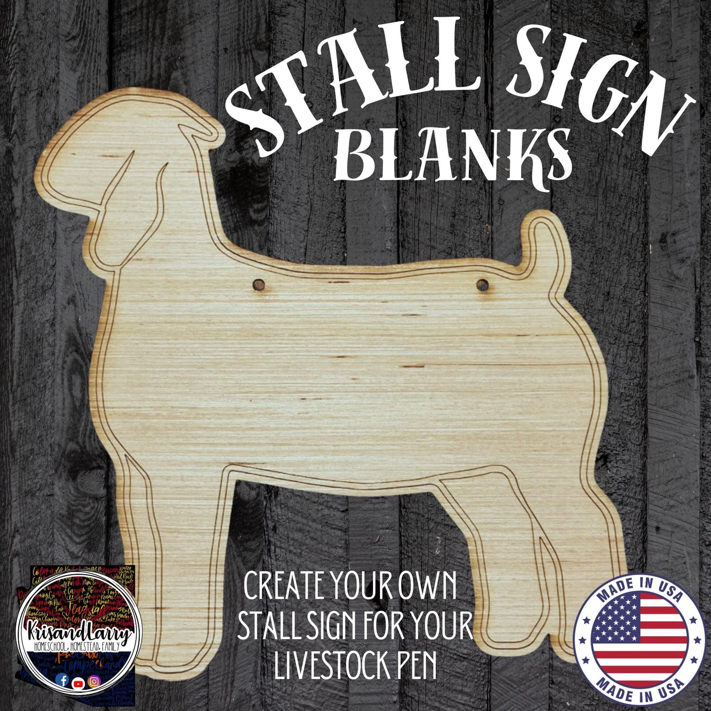 Doe Breeder or Market Goat Wood Sign Blank | Boer Show Goat Cutout | Livestock Stall DIY Sign for 4H & FFA | Paintable Farm Animal Shape