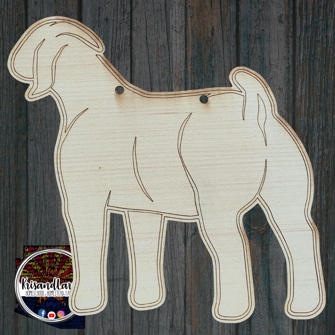 Rear Facing Market Goat Wood Sign Blank | Boer Show Goat Cutout | Animal Shaped DIY Stall Sign for 4H & FFA | Unfinished Paintable Craft