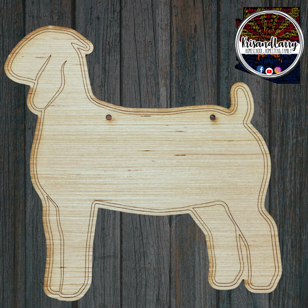 Doe Breeder or Market Goat Wood Sign Blank | Boer Show Goat Cutout | Livestock Stall DIY Sign for 4H & FFA | Paintable Farm Animal Shape