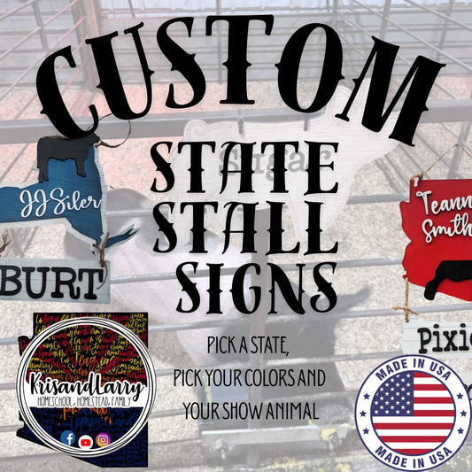 Pennsylvania Stall Sign – Custom State Shaped Livestock Sign for 4H & FFA – Personalized Barn Sign for Steer, Pig, Goat, Lamb, Turkey