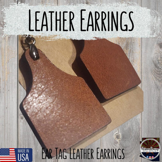 Cow Tag Leather Earrings – Western Farm Style Jewelry, Lightweight Livestock Earring Gift, 4H FFA Cowgirl Accessory