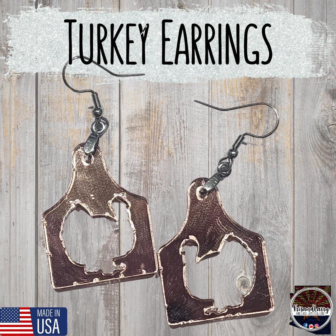 Mirrored Rose Gold Livestock Tag Earrings, Lightweight Acrylic Jewelry, Show Animal Cutouts, 4H FFA Gift, Steer, Lamb, Pig, Turkey, Chicken