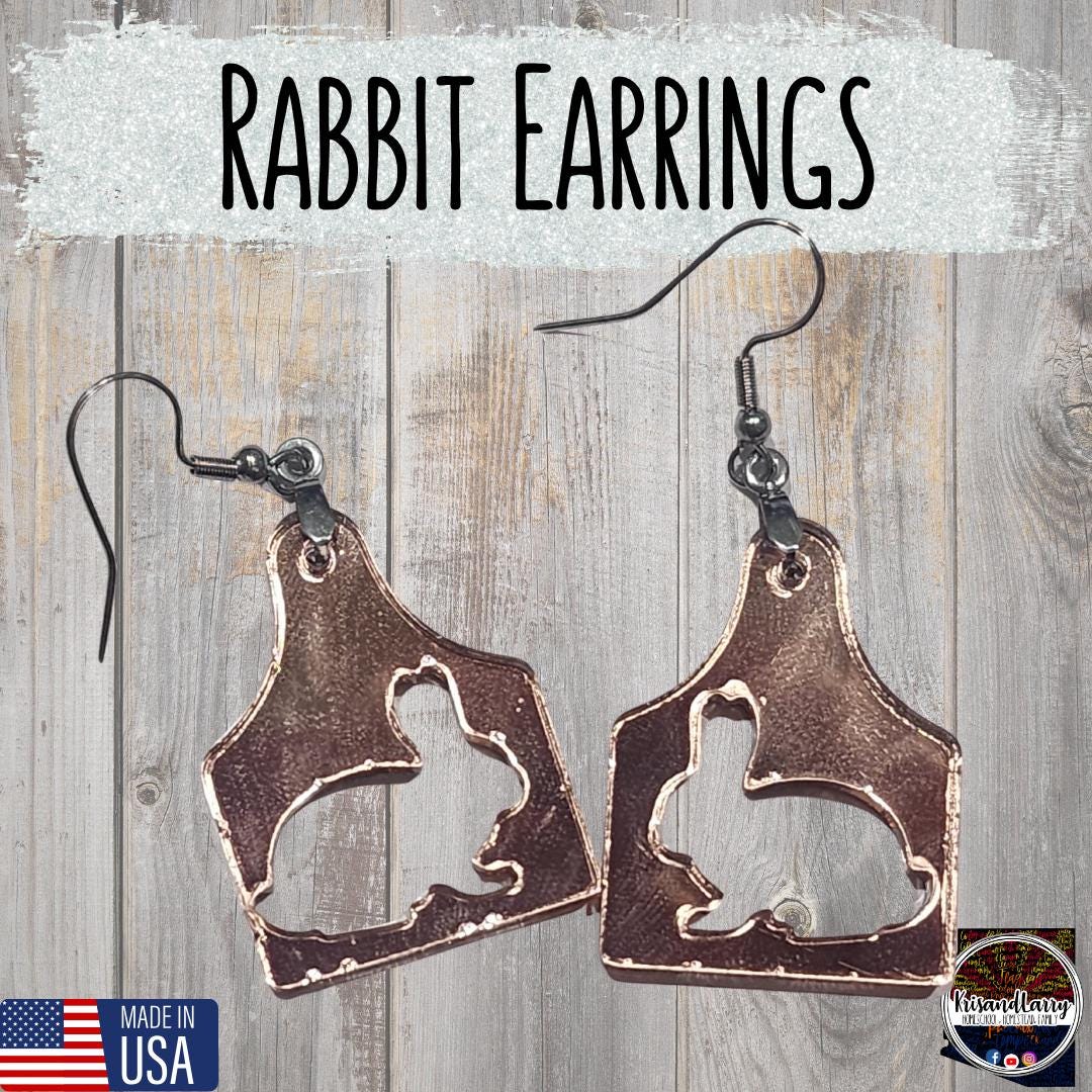 Mirrored Rose Gold Livestock Tag Earrings, Lightweight Acrylic Jewelry, Show Animal Cutouts, 4H FFA Gift, Steer, Lamb, Pig, Turkey, Chicken