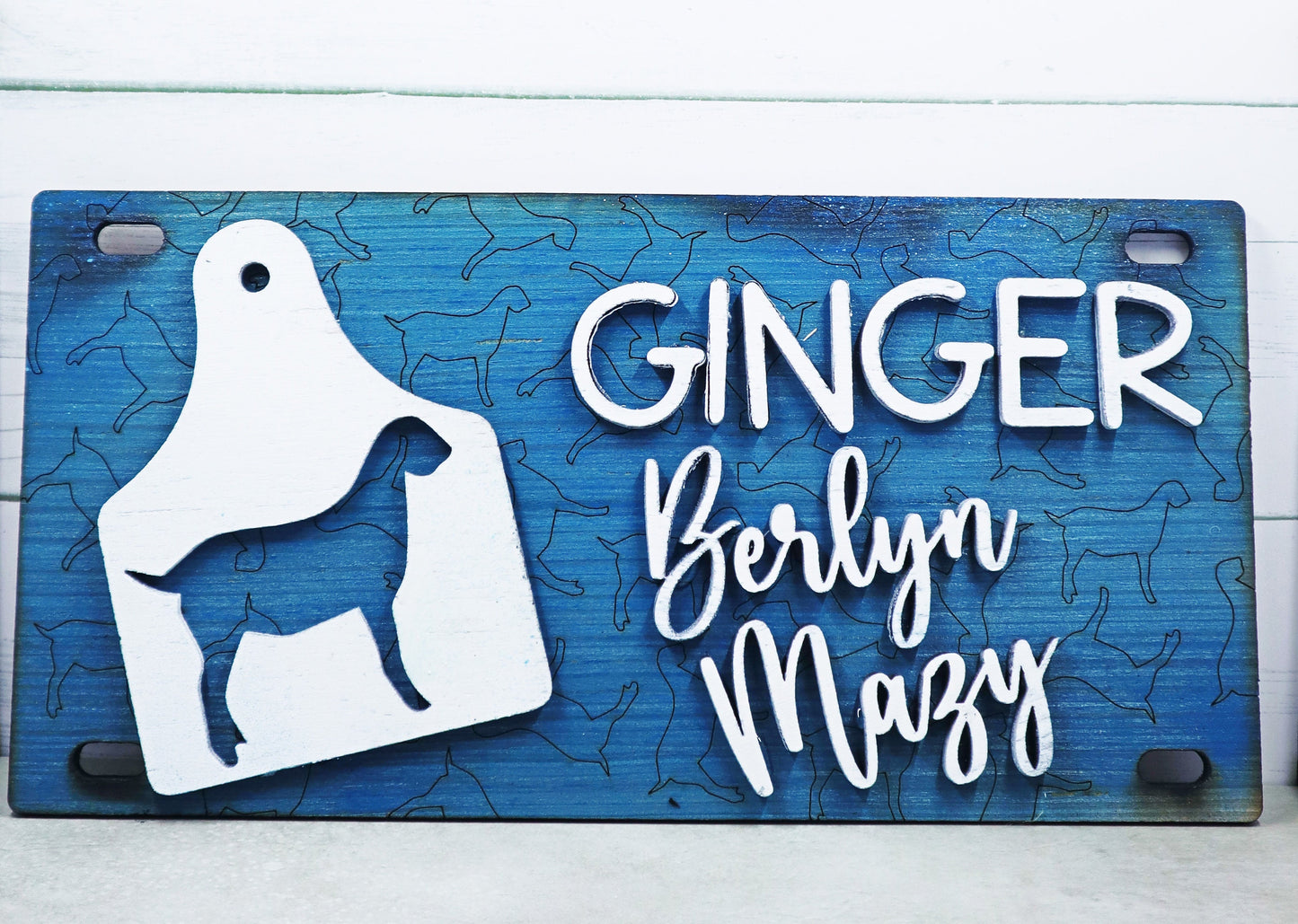 Custom Stall Signs - License Plate style, Livestock, Steer, Lamb, Goat, Pig, Swine, Dairy goat, turkey, chicken, cavy, duck, quail, goose