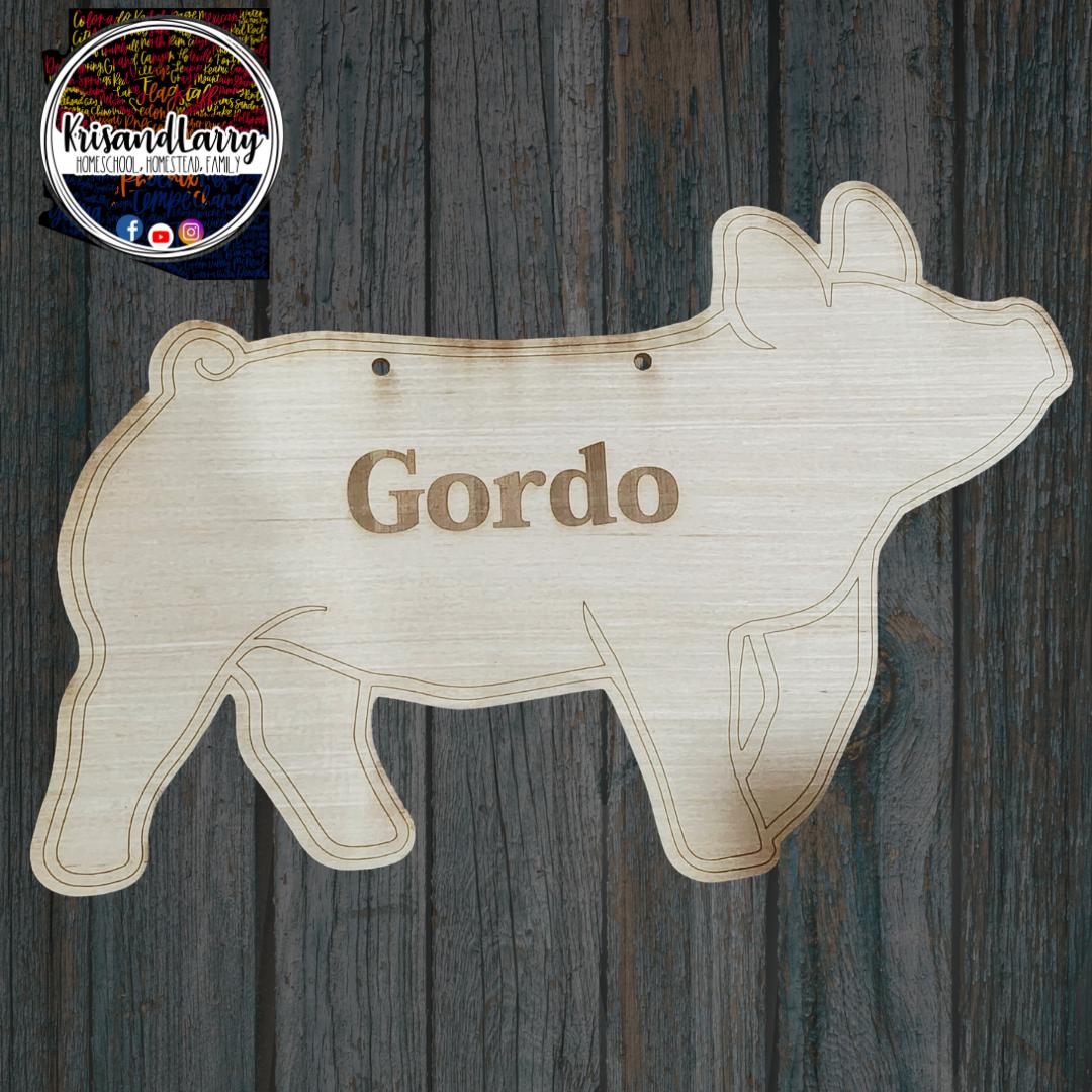 CUSTOM ORDER - WITH Etched Name - Pig Stall Sign blank, ears up, yorkshire, hampshire, livestock, wood stall blank, pig, hog, swine,