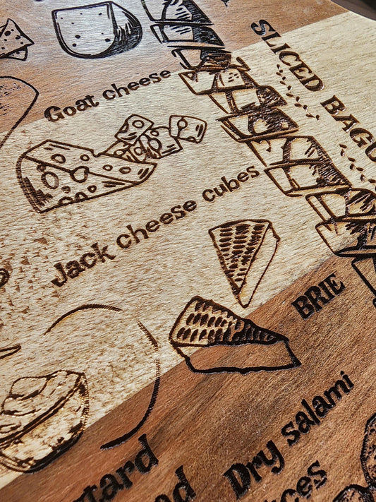 Charcuterie board, Acacia Wood cutting board, Cheese Board, Chopping Boards, (17" X 7")