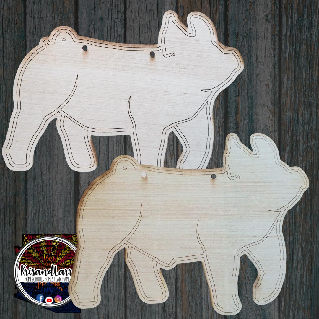 Driving Pig Wood Stall Sign Blank | Barrow or Gilt | Yorkshire, Blue Butt, Hampshire, Berkshire | 4H & FFA Livestock Show DIY Pig Sign