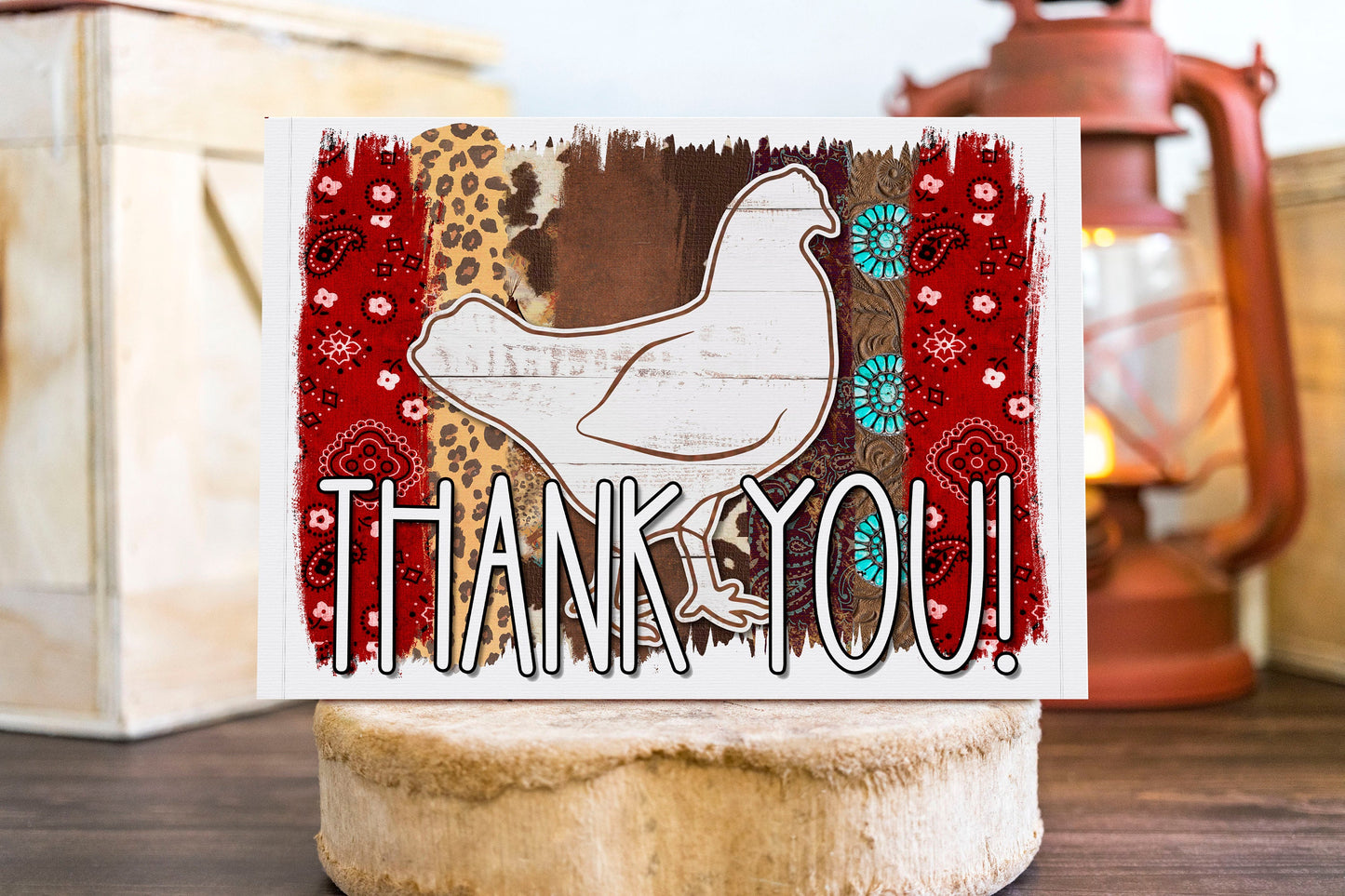 Downloadable THANK YOU card - youth livestock, Chicken, western