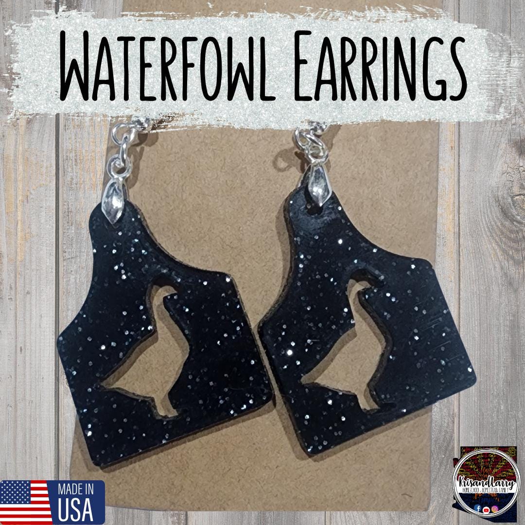 Black Glitter Acrylic Livestock Tag Earrings – Lightweight Show Animal Jewelry – 4H FFA Gift – Farm Girl Style – Goat, Pig, Steer, Lamb,