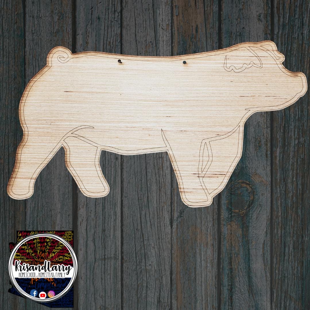 Pig Stall Sign Blank | Floppy Ears Hog Cutout Hereford, Duroc, Chester, Poland, Spot 4H & FFA DIY Livestock Show Sign Ears Down Swine Decor