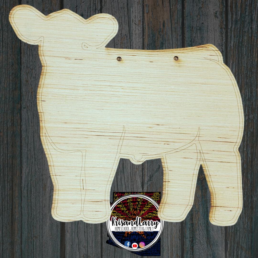 Front Facing Steer Wood Stall Sign Blank | Angus, Hereford, Charolais, Simmental | Market Steer Cutout | 4H & FFA DIY Livestock Show Decor