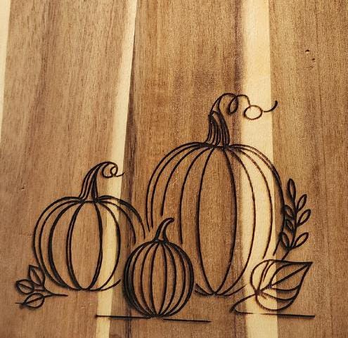 Pumpkins Acacia Wood Cutting Board, fall, autumn, thanksgiving