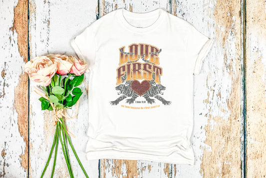Vintage Rock style - LOVE FIRST - Christian Tee-shirt