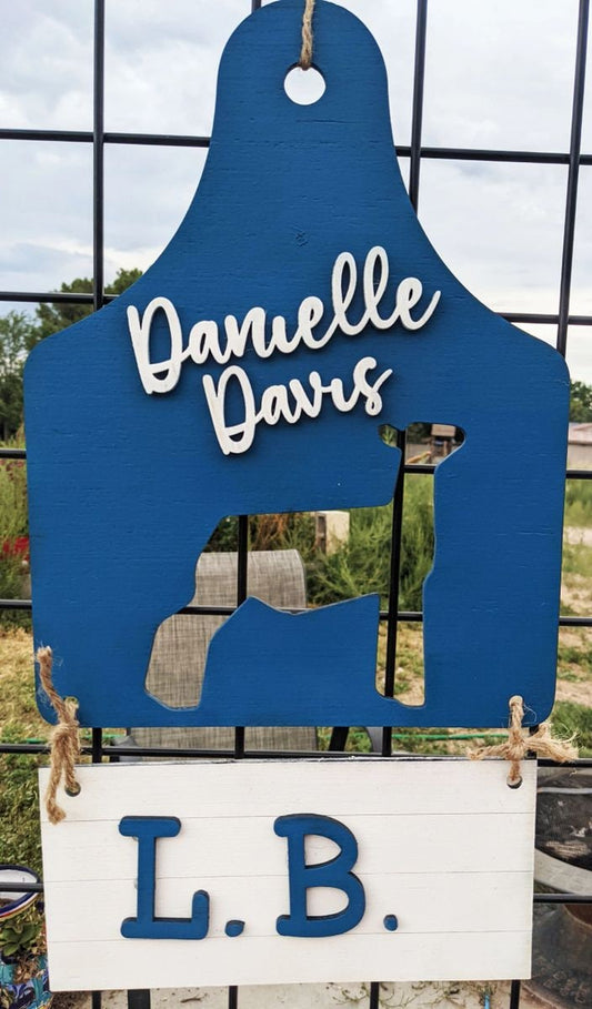 Custom Cattle Tag Stall Sign – Personalized Livestock Name Tag for 4H & FFA Exhibitors – Steer, Pig, Goat, Lamb Barn Sign – Fair Display