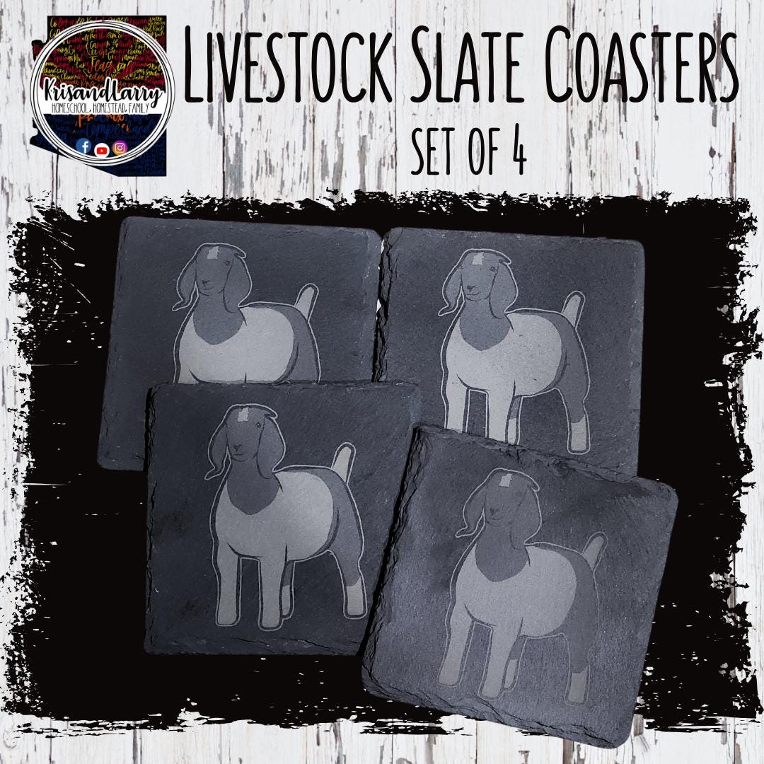 Goat 4-H FFA Buyer Gift – Laser-Etched Slate Coaster – Rustic Livestock Auction Thank You – Boer Market Goat Gift