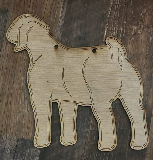 Rear Facing Market Goat Wood Sign Blank | Boer Show Goat Cutout | Animal Shaped DIY Stall Sign for 4H & FFA | Unfinished Paintable Craft