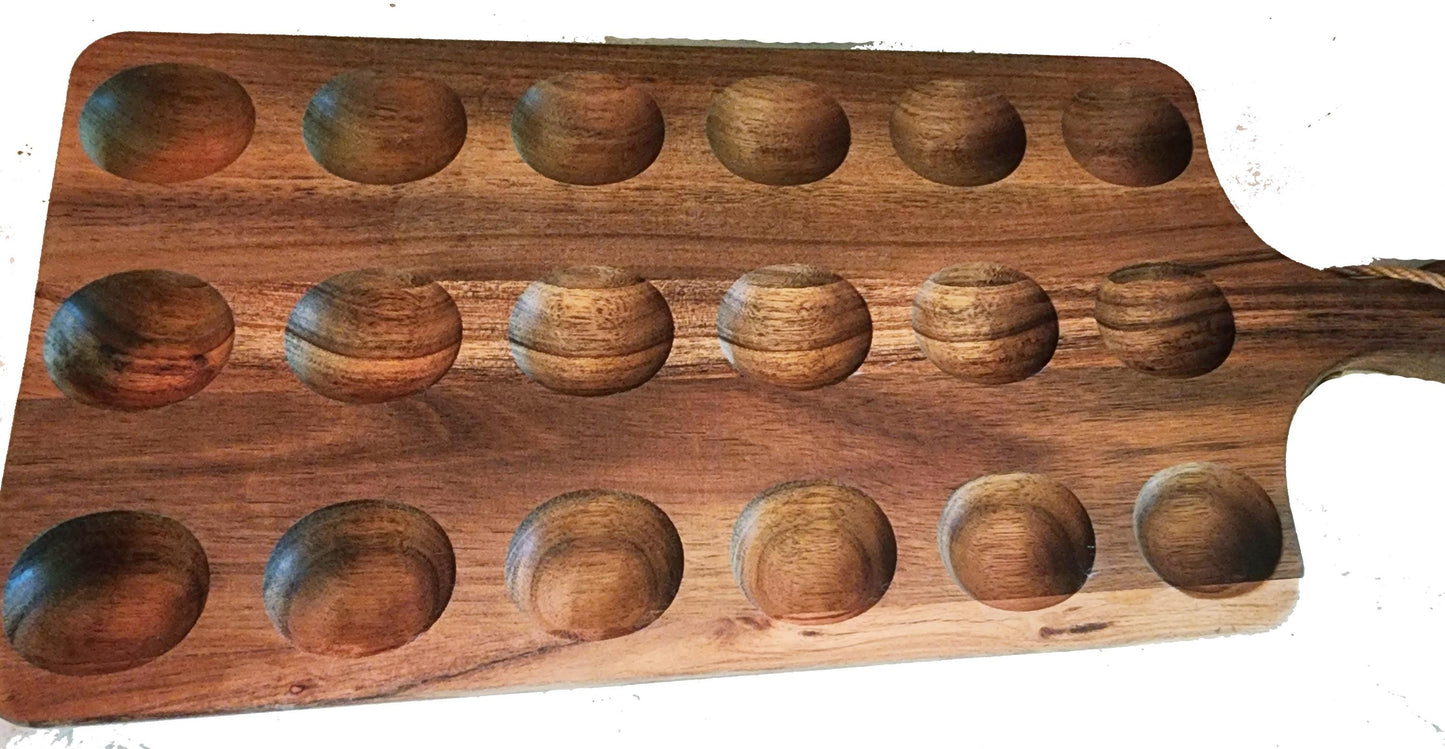 Rectangle Acacia laser etched Deviled Egg Board, 18 eggs, Platter, Cutting Board, Tray, farm stacked animals