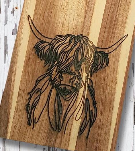 Scottish Highland Cow, Coo, Coos,  Acacia Cutting Board, cow, highland