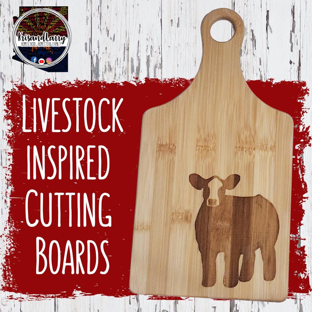 Lamb 4-H FFA Buyer Gift – Bamboo Paddle Cutting Board – Front Facing Market Lamb Design – Livestock Auction Thank You – Sheep Project Gift