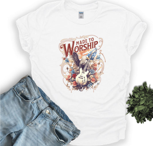 Vintage Rock style - MADE TO WORSHIP - Christian Tee-shirt