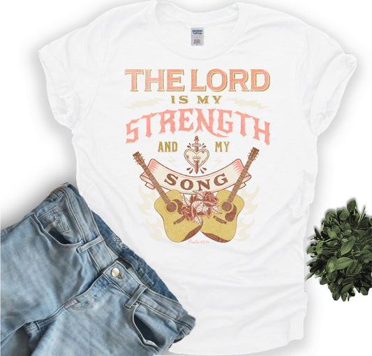 Vintage Rock style - THE LORD IS MY STRENGTH - Christian Tee-shirt