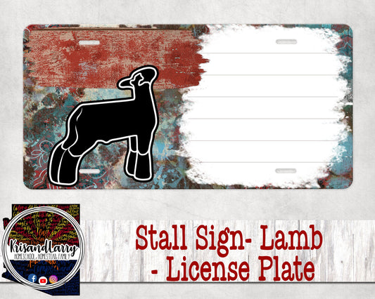 Custom License Plate Stall Sign, Livestock, Lamb