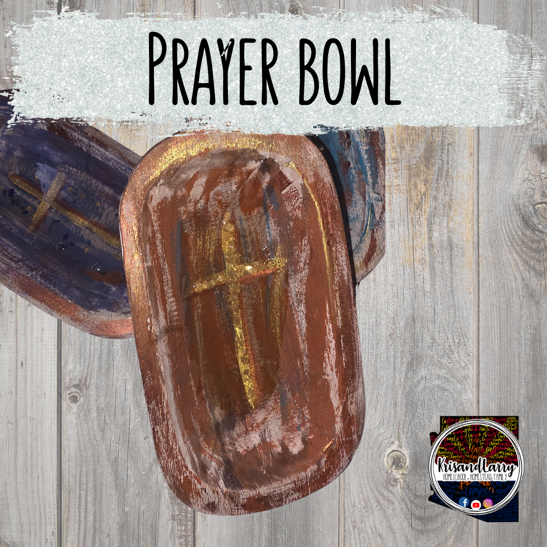 Hand-Painted Wood Prayer Bowl with Resin & Glass | Christian Faith Gift | Farmhouse Decor | Unique Handmade Bible Study Bowl