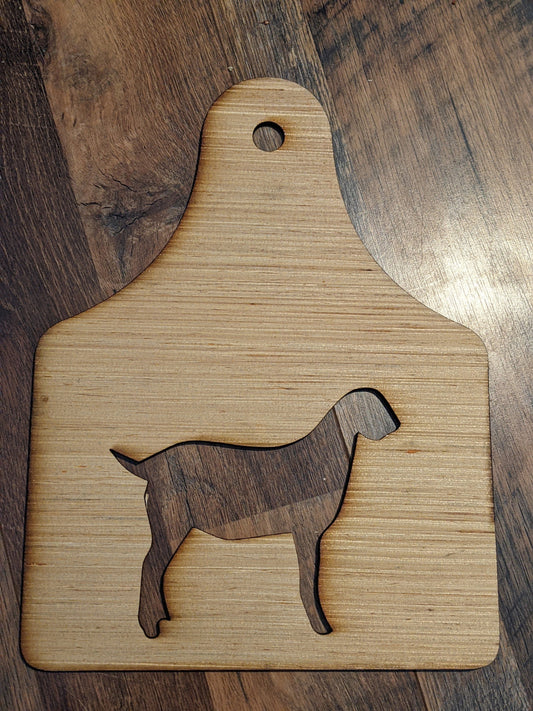 Dairy Goat Wood Ear Tag shaped Stall Blank, Cutout show goat, Sign, livestock