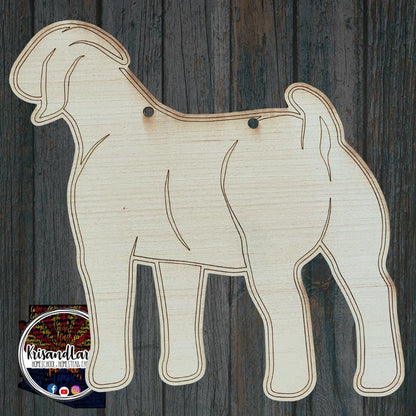 Rear Facing Market Goat Wood Sign Blank | Boer Show Goat Cutout | Animal Shaped DIY Stall Sign for 4H & FFA | Unfinished Paintable Craft