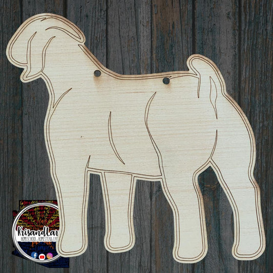 Rear Facing Market Goat Wood Sign Blank | Boer Show Goat Cutout | Animal Shaped DIY Stall Sign for 4H & FFA | Unfinished Paintable Craft