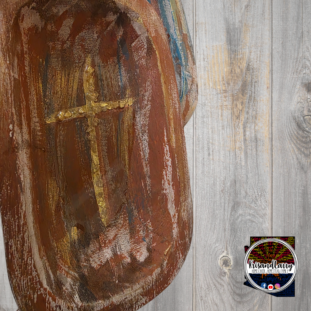 Hand-Painted Wood Prayer Bowl with Resin & Glass | Christian Faith Gift | Farmhouse Decor | Unique Handmade Bible Study Bowl