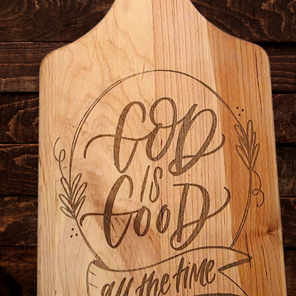 God is Good Cutting Board | Maple Paddle Bread Board | Christian Farmhouse Kitchen Decor