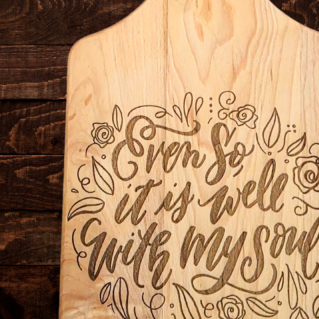 It Is Well With My Soul Cutting Board | Maple Paddle Bread Board | Christian Farmhouse Kitchen Decor