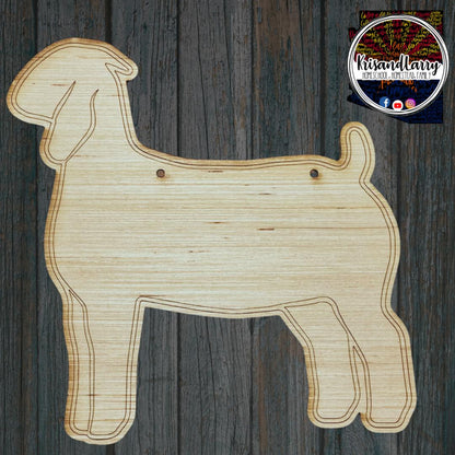 Doe Breeder or Market Goat Wood Sign Blank | Boer Show Goat Cutout | Livestock Stall DIY Sign for 4H & FFA | Paintable Farm Animal Shape
