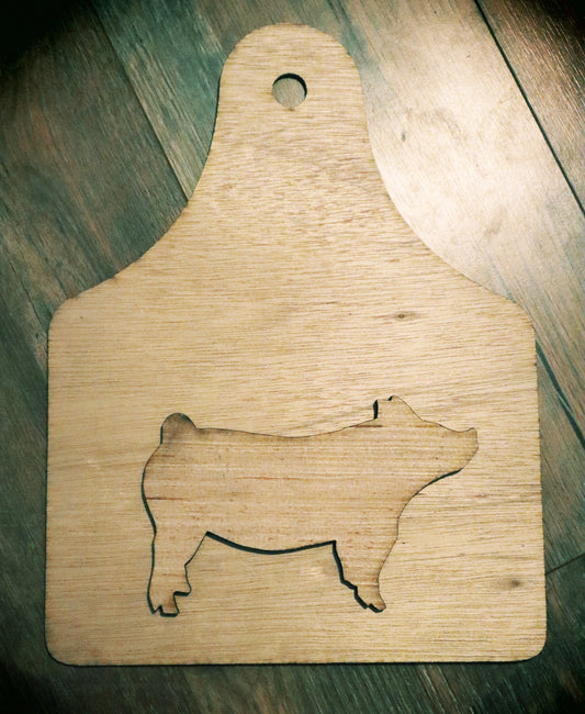 Market Pig Wood Tag Blank – 10x13” Ear Tag Sign with Separate Pig Cutout – Livestock Stall Sign, Farmhouse DIY, 4H/FFA Craft