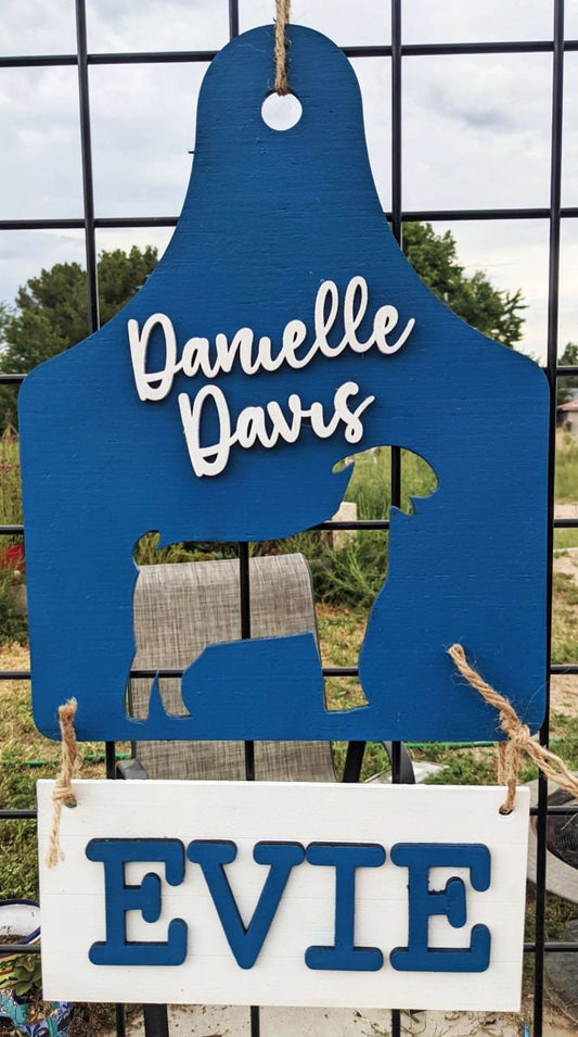 Custom Cattle Tag Stall Sign – Personalized Livestock Name Tag for 4H & FFA Exhibitors – Steer, Pig, Goat, Lamb Barn Sign – Fair Display