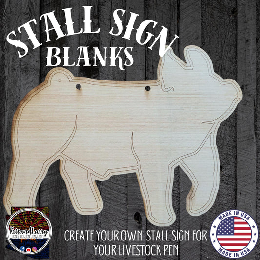 Driving Pig Wood Stall Sign Blank | Barrow or Gilt | Yorkshire, Blue Butt, Hampshire, Berkshire | 4H & FFA Livestock Show DIY Pig Sign
