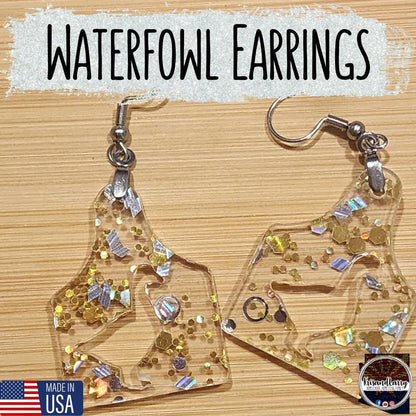 Clear Acrylic Livestock Tag Earrings – Gold & Silver Glitter – Show Animal Cutouts – 4H FFA Gift – Lightweight Farm Jewelry, Pig, Goat, lamb