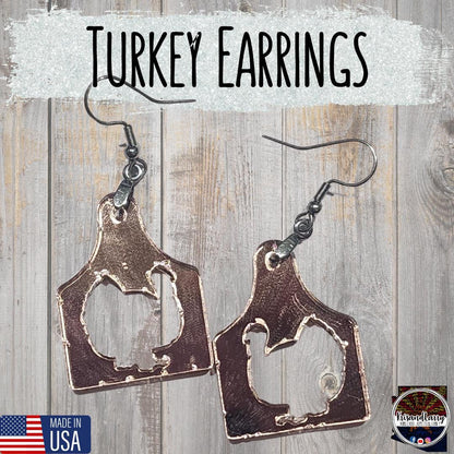 Mirrored Rose Gold Livestock Tag Earrings,  Lightweight Acrylic Jewelry, Show Animal Cutouts, 4H FFA Gift, Steer, Lamb, Pig, Turkey, Chicken