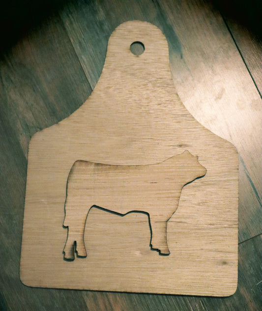 Market Steer Wood Tag Blank – 10x13” Ear Tag Sign with Separate Steer Cutout – Livestock Stall Sign, Farmhouse DIY, 4H/FFA Craft