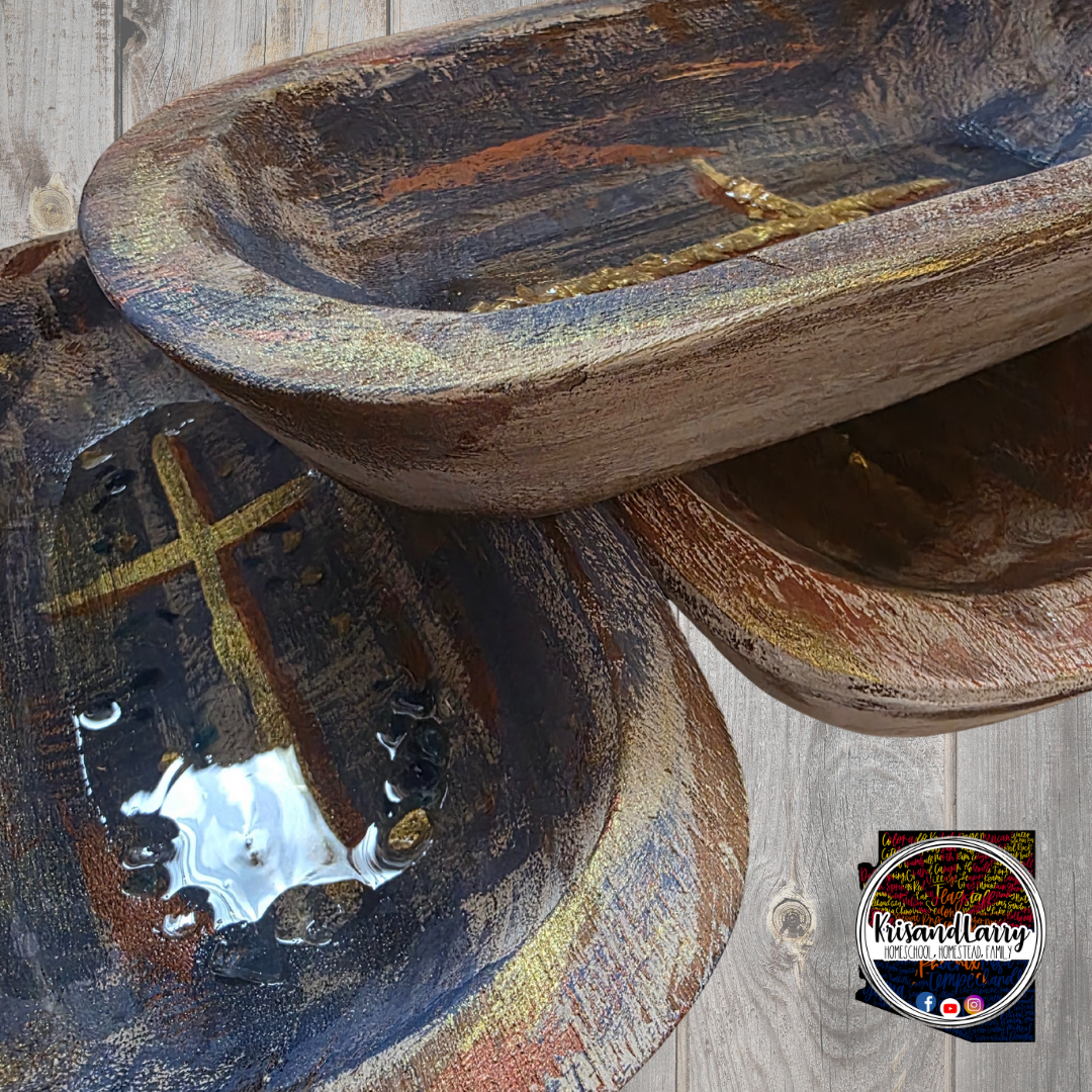 Hand-Painted Wood Prayer Bowl with Resin & Glass | Christian Faith Gift | Farmhouse Decor | Unique Handmade Bible Study Bowl
