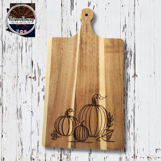 Pumpkins Acacia Wood Cutting Board, fall, autumn, thanksgiving