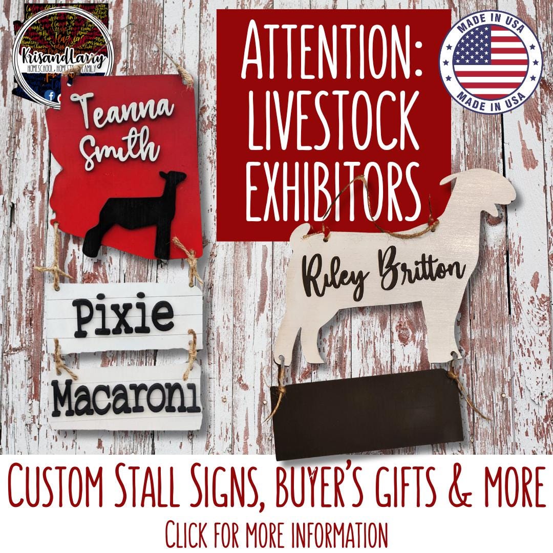 Custom Stall Signs - Cutout, Livestock, Steer, Lamb, Goat, Pig, Swine, Dairy goat, turkey