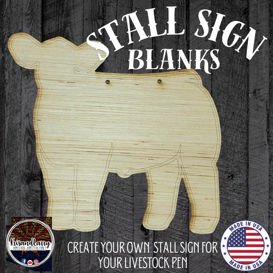 Front Facing Steer Wood Stall Sign Blank | Angus, Hereford, Charolais, Simmental | Market Steer Cutout | 4H & FFA DIY Livestock Show Decor
