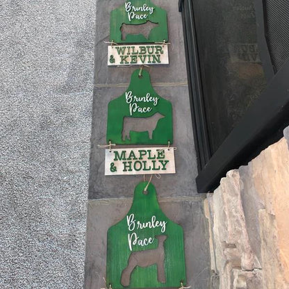Custom Cattle Tag Stall Sign – Personalized Livestock Name Tag for 4H & FFA Exhibitors – Steer, Pig, Goat, Lamb Barn Sign – Fair Display