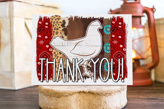 Downloadable THANK YOU card - youth livestock, Chicken, western