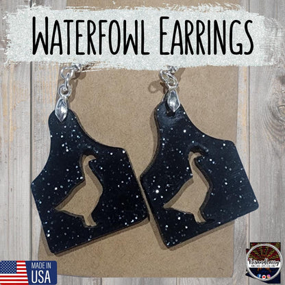 Black Glitter Acrylic Livestock Tag Earrings – Lightweight Show Animal Jewelry – 4H FFA Gift – Farm Girl Style – Goat, Pig, Steer, Lamb,