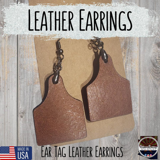Cow Tag Leather Earrings – Western Farm Style Jewelry, Lightweight Livestock Earring Gift, 4H FFA Cowgirl Accessory